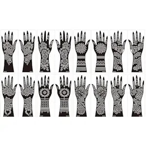 Large Henna Tattoo Stencil Kit,8 Sheets Henna Tattoo Stickers For Hand Forearm Glitter Airbrush Diy Tattooing Template, Indian Temporary Tattoo Stickers For Women Girls