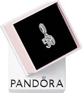 Pandora 50th Celebration Dangle Charm - Compatible Moments - Sterling Silver With Clear Cubic Zirconia - Gift For Her - Jewelry For Women With Gift Box