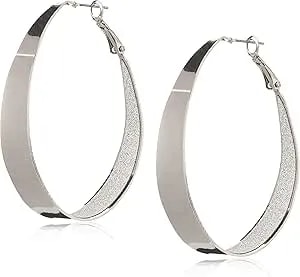 Guess Large Oval Glitter Hoop Earrings
