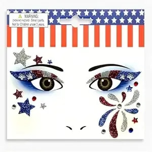 2 Sheets Usa Flag & Stars Glitter Face Tattoo Jewelry, 4th Of July Celebration Face Gems With Assorted Designs, Sparkle Red Blue Glitter In Independence Day, Parades, Parties & More (style4)