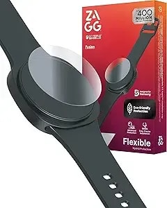 Zagg Fusion Samsung Galaxy watch8 44mm Screen Protector – Unbreakable Flexible Polymer Hybrid, Hd Clarity, Smooth Glass Feel, Invisibleshield, Easy Install, Recycled Materials