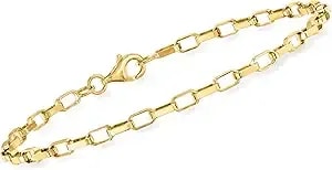 Ross-Simons 3mm 18kt Gold Over Sterling Box-Link Bracelet