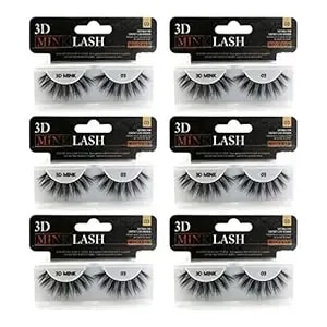 Mizlash 3d Mink Eyelashes 100% Real Fur Cruelty Free Strips False Lashes For Women Reusable Soft Thick Curl Dramatic Fluffy Natural Look Handmade Lash Fashion Fake Eyelash Extensions, 6 Pair Pack (#03)