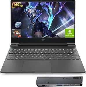 Hp Victus Rtx 5060 Gaming Laptop, 15.6" Fhd 144hz, Amd Ryzen Ai 7 350, 32gb ddr5 Ram, 1tb Ssd, Holiday Edition, Rgb Backlit Kb, Rj-45, Bundle With Thunderobot 7-In-1 Usb-C Hub, Black, Win 11 Home
