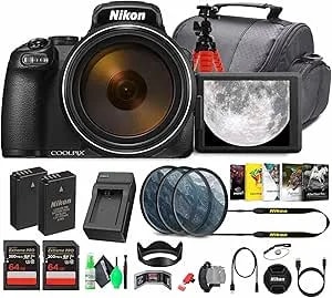 Nikon Coolpix p1100 125x Super Zoom Compact Digital Camera (26541) + Photo Software + 2 X 64gb Memory Card + Lens Filter Kit + Camera Bag + En-el20 + Charger + Flexible Tripod + More