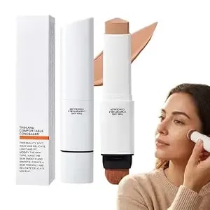 2 In 1 Color-Changing Foundation Stick, Portable Dual-Ended Full Coverage Cream Foundation Stick With Brush, Hydrating Long-Lasting Makeup For All Skin Types (03# Warm)