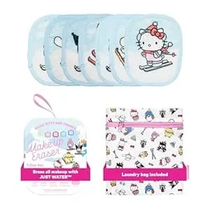 The Original Makeup Eraser 7-Day Set, Erase All Makeup With Just Water, Including Waterproof Mascara, Eyeliner, Foundation, Lipstick, Sunscreen, And More! Hello Kitty Skiing, 7ct