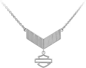 Harley-Davidson Women'S Insignia Open Bar & Shield Necklace, Sterling Silver