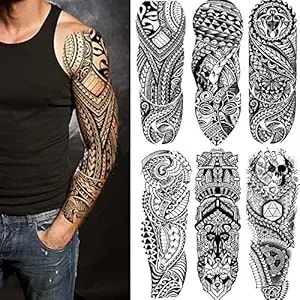 Fake Sleeve Tattoos Stickers 6-Sheet Full Arm Temporary Tattoos Sleeves For Adult Kids Women Makeup