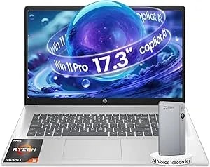 Hp 17.3-Inch Touchscreen Business Laptop - 36 Gb Ram, 1 Tb Ssd, Amd Ryzen 5 7530u, Windows 11 Pro, Fast Charge, Privacy Webcam, Ai Voice Recorder Bundle For Student & Work
