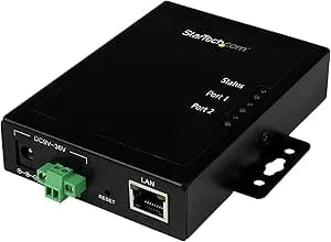 Startech.Com 2 Port Serial-To-IP Ethernet Device Server - RS232 - Metal And Mountable - Serial Device Server - RS232 Serial-Over-IP, TAA (NETRS2322P)