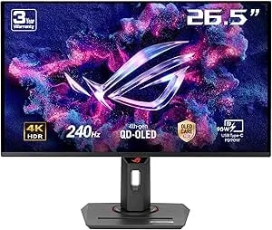 ASUS ROG Strix 27” 4K QD-OLED Gaming Monitor (XG27UCDMG) - 240Hz, 0.03ms, Anti-Flicker 2.0, Custom Heatsink, Care Pro, Neo Proximity Sensor, 99% DCI-P3, True 10-Bit Color, 3 Yr Warranty