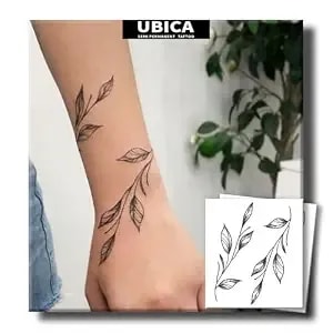 Vine & Leaves Branch Semi Permanent Tattoos, 2 Sheets Elegant Wrap-Around Bracelet/Anklet Designs Temporary Tattoo For Women, Long Lasting 2 Weeks Waterproof Realistic Fake Tattoo