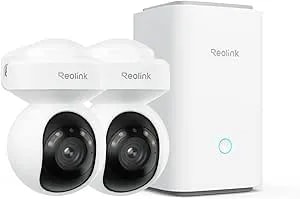 Reolink Outdoor Security Camera System, 5MP PTZ Wifi Cameras With Auto Tracking, Plug-In Power, Microsd Card Included, Supports Max.512GB×2 Storage, 24/7 Offline Recording, Home Hub With 2x E1 Outdoor