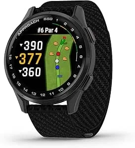 Garmin Approach® S50, Advanced Golf GPS Smartwatch, Amoled Display, On-Course Features, Wrist-Based Heart Rate, Slate Aluminum Bezel With Black Comfortfit Nylon Band