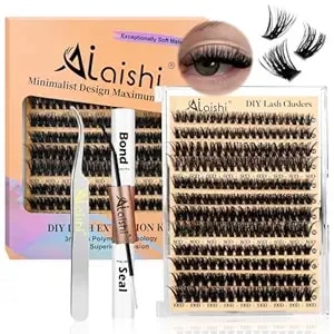 Lash Clusters Kit, Diy Cluster Eyelash Extensions 9‑16mm, 60d+80d+100d, 224pcs Fluffy D Curl Natural Lashes With Bond & Seal,Tweezers,Brush,Fake Cat Eye Individual Clusters
