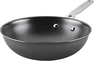Kitchenaid Nitro Carbon Steel Wok, 10-Inch Nitrided Carbon Steel Pan, Stir Fry Pan, Gray