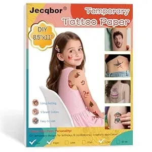 Printable Temporary Tattoo Paper For Inkjet Printer, 12 Sets 8.5"x11" - Custom Tattoo Printer Sticker, Diy Personal Clear Transfer Paper For Kids, Family, Christmas, Birthdays, Parties, Festivals