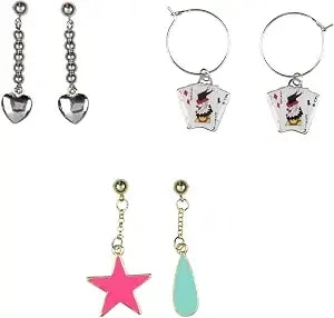 Hunter X Hunter Jewelry Hisoka Stud Dangle Closed Back Earrings Set 3 Pack Accessories Merch