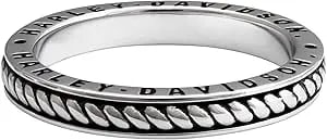 Harley-Davidson Women'S Engraved H-D Rope Stacking Ring - Sterling Silver
