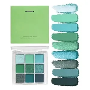 Green Eyeshadow Palette - Matte Pearlescent 9 Colors Pigmented Eye Shadow Pallet - Eye Makeup Eyeshadow - Long-Lasting Waterproof Glitter Eye Makeup Cosmetic For Professional Stage Makeup