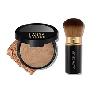 Laura Geller New York Baked Balance-N-Brighten Foundation With Kabuki Brush Makeup Set, Golden Medium