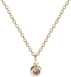 Amazon Essentials Yellow Gold Plated Brass Birthstone Solitaire Pendant Necklace, 16'' + 2'' Extender