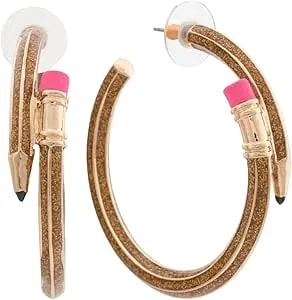 Betsey Johnson Pencil Hoop Earrings