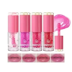 4 Pcs Lip Gloss Set, Colors Changing Lip Gloss Shimmer Lipgloss Liquid Lipsticks Moisturizing Shine Glass Finish Lip Makeup For Women (Pink)