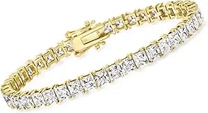 Ross-Simons 16.00 Ct. T.W. Princess-Cut Cz Tennis Bracelet In 18kt Gold Over Sterling