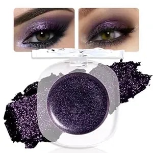 Feicuiyun Dark Purple Cream Glitter Shimmer Metallic Eyeshadow Palette Makeup Halloween Birthday Party Wear, Natural Single Mini Instant Holographic Eyeshadow For Women, Sombras Crema Para Ojos
