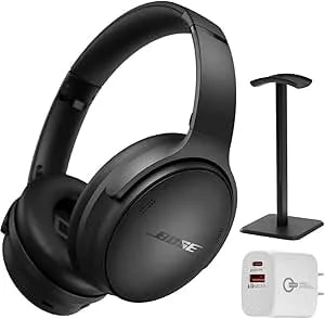 Bose Quietcomfort Bluetooth Headphones, Wireless Headphones With Active Over Ear Noise Cancelling And Mic, + Green Extreme 20w 2-Port Wall Charger (Black)