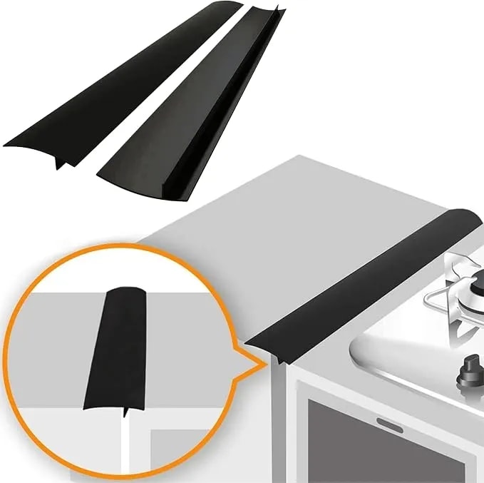 Linda’S Essentials Silicone Stove Gap Covers (2 Pack), Heat Resistant Oven Gap Filler Seals Gaps Between Stovetop And Counter, Easy To Clean Stove Gap Guard (21 Inches, Black)
