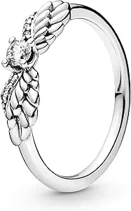 Pandora Jewelry Sparkling Angel Wing Cubic Zirconia Ring In Sterling Silver, Size 4.5