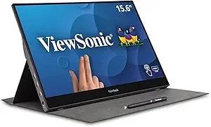 Viewsonic td1655 15.6 Inch 1080p Touchscreen Portable Monitor, Ips Display For Interactive Workflows And Second Screen Productivity, Built-In Stand, 60w Usb-C, Mini Hdmi, And Smart Cover