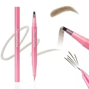 Waterproof Eyebrow Pen For Women 2 In 1 Dual-Ended Liquid Eyebrow Pen With 4d Brush-Tip & Curved Tip, Smudge-Proof Long-Lasting For Natural Fuller-Looking Brows, Precise Hair-Like Strokes (Brown)