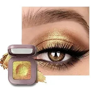 Duochrome Glitter Eyeshadow Palette,Sunshine Gold Eye Brightener - Shimmer Color Shifting Iridescent Metallic Waterproof Crease-Proof Long Lasting,Vegan & Cruelty-Free