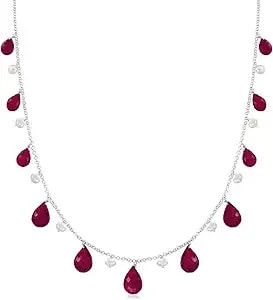 Ross-Simons Gemstone And 4-5mm Cultured Pearl Drop Necklace In Sterling Silver