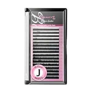 beauty7 Mixed Volume Under Bottom Lower Individual False Eyelash Extension Tray Matte Synthetic Mink Lash (0.15 Thickness, J Curl)