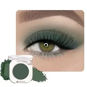 Forest Green Matte Eyeshadow, Military Green Gray Color Single Eyeshadow Palette Makeup, Neutral Powde Eye Shadow For Mature Skin, Pigmented Waterproof, Vegan & Cruelty-Free, Sombras Para Ojos