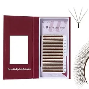 Decemars 8d W Eyelash Extensions Easy Fans Russian Volume Yy Lash Extension Fluffy Brown Clusters Lashes For Professional Salon Use (Ww-8d-0.07-C,8-12mm Mix)