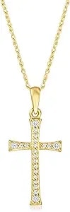 Ross-Simons Pure Collection 0.10 Ct. T.W. Diamond Cross Pendant Necklace In 14kt Yellow Gold. 18 Inches