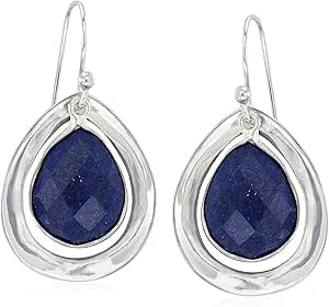 Ross-Simons Blue Lapis Drop Earrings In Sterling Silver