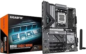 Gigabyte b850 Eagle wifi6e Amd am5 Atx Motherboard, Support Amd Ryzen 9000/8000/7000 Series, ddr5, 8+2+2 Power Phase, 3x M.2, Pcie 5.0, Usb-C, wifi6e, Gbe Lan, Ez-Latch, 5-Year Warranty