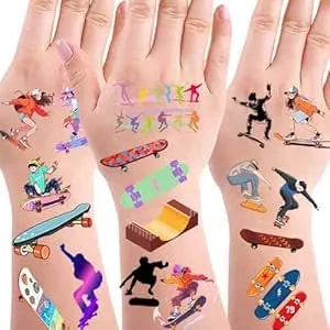 Oringaga 300 Skateboard Party Temporary Tattoos Stickers Sport Birthday Baby Shower Party Supplies Goodie Bag Stuffers Favors Prize Motivational Stickers