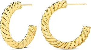 Amazon Essentials Sterling Silver Twisted Rope Hoop