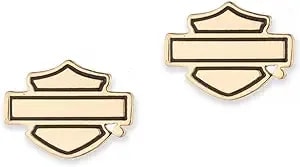 Harley-Davidson Women'S Large Bar & Shield Stainless Steel Stud Earrings, Gold