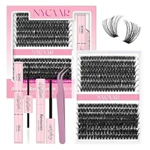 Diy Lash Extension Kit 280pcs Individual Eyelash Extension Kit 60d80d 0.07d Curl 9-16mix Lash Clusters Kit With Lash Glue Remover Applicator Easy To Use For Beginners