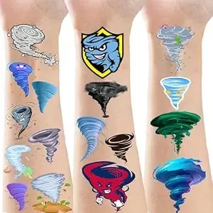216 Pieces Cute Tornado Temporary Tattoos Stickers Weather Party Themed Birthday Party Favors Decorations Tattoo