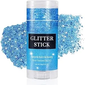 Mysense Blue Body Glitter Stick, 4th Of July Face Hair Glitter, Fourth Of July Accessories And Outfits For Women, Usa Flag Makeup For Independence Day Memorial Day Veterans Day, 0.56oz
